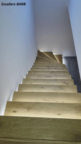 escalier bois suspendu vieux chêne